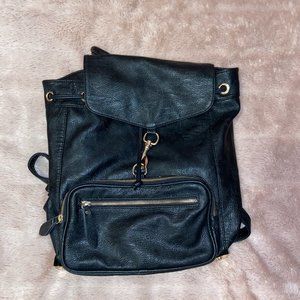 Pleather Backpack || Black + Gold Details